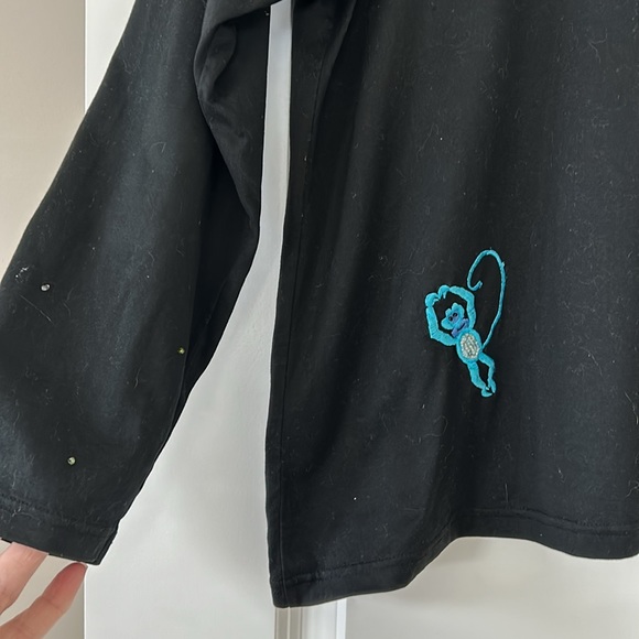 Michael Simon Lite Button-Front Cotton Cardigan w Beaded & Embroidered Monkeys - Picture 11 of 11